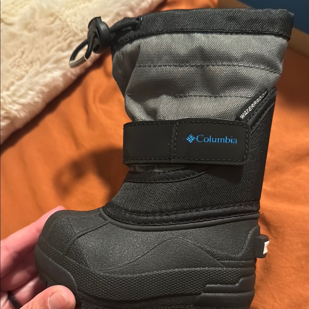 Columbia Kids Waterproof Black and Gray Boots